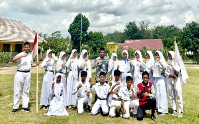 Cetak Relawan Muda Berjiwa Kemanusiaan, MTsN 2 Way Kanan Kirim 16 Siswa Ikuti Pelantikan PMR